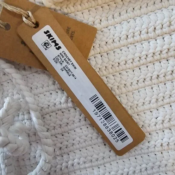 SKIMS Women's Marble Crochet Swim Mini Drawstring Skirt Size 3X